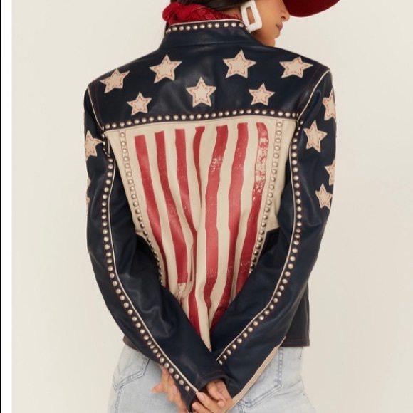 DOUBLE D American Star Spangled Freedom Leather Moto Jacket - Picture 3 of 6